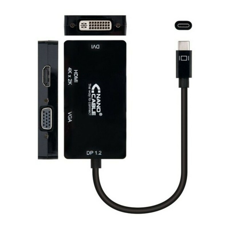 Adaptateur USB C vers VGA/HDMI/DVI NANOCABLE 10.16.4301-BK (10 cm) Noir - Acheter à 27,34 € seulement chez Collector's Boutique