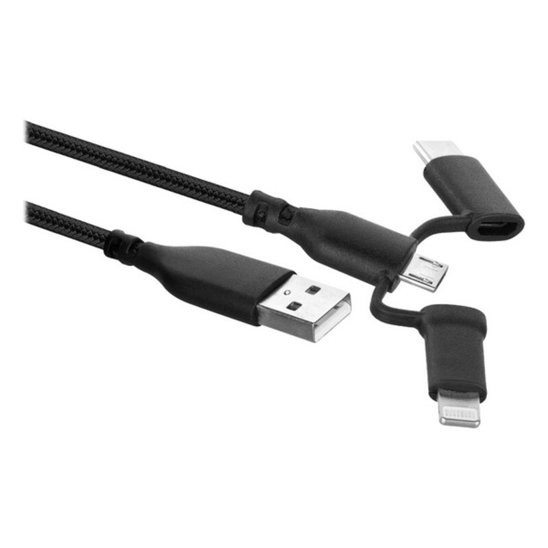 Câble USB vers USB-C et Lightning Ewent EW1376 (1 m) Noir - Acheter à 8,94 € seulement chez Collector's Boutique