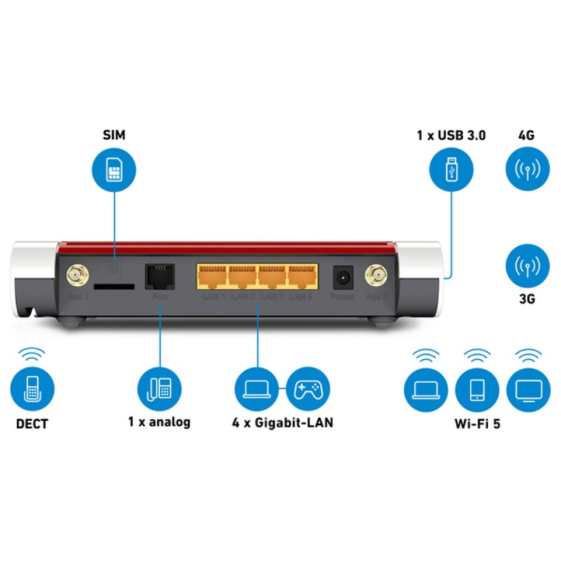 Router Fritz! FRITZ!Box 6850 LTE 4G LTE Gigabit 400-866 Mbps - Acheter à 221,76 € seulement chez Collector's Boutique