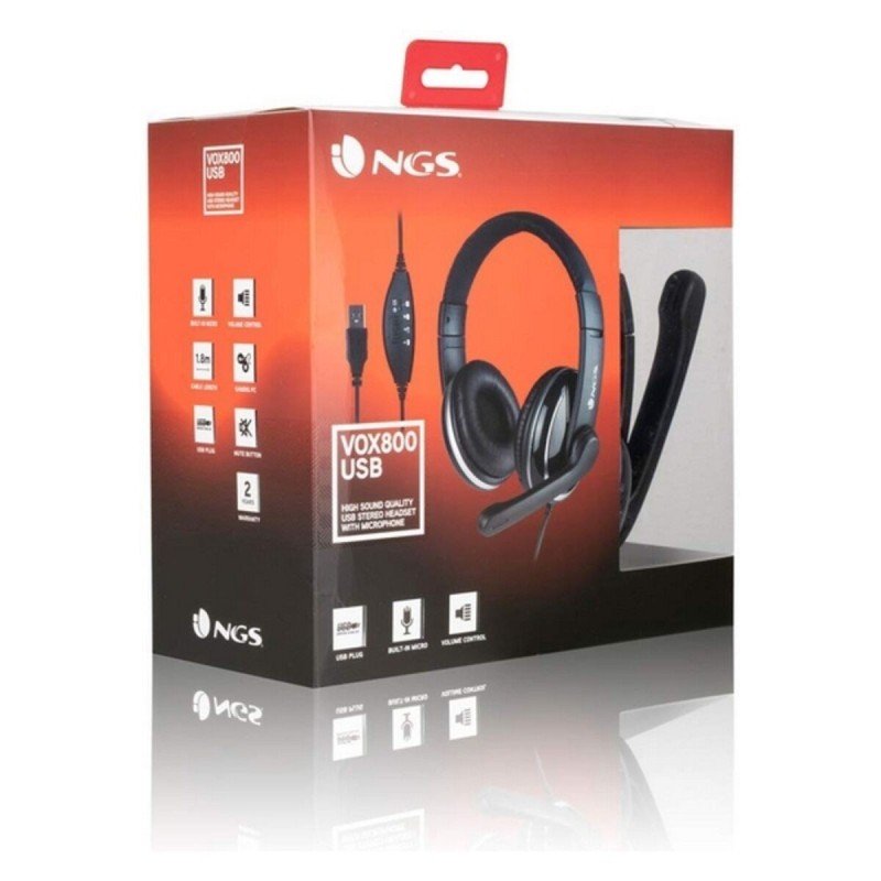 Casques avec Microphone NGS VOX800USB Noir - Acheter à 16,63 € seulement chez Collector's Boutique