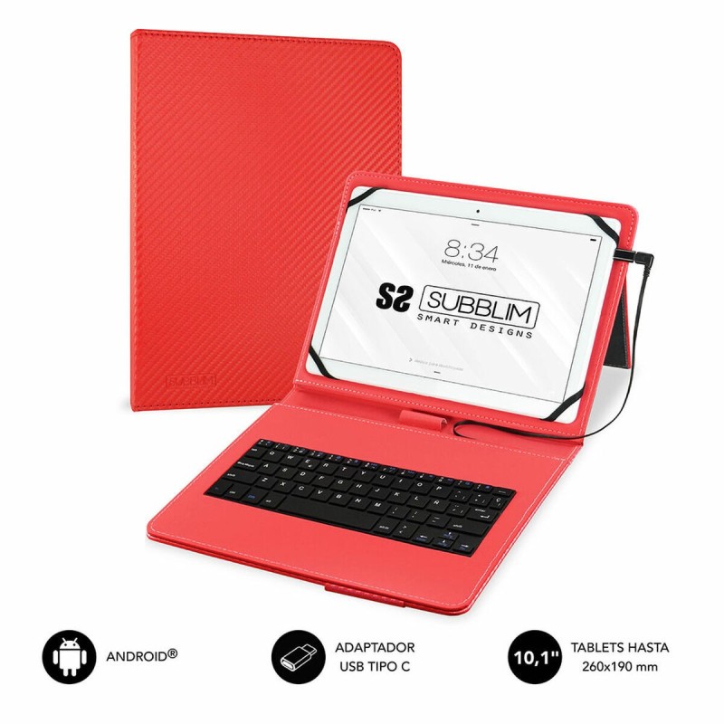 Housse pour Tablette et Clavier Subblim KEYTAB PRO 10.1" Rouge - Acheter à 18,04 € seulement chez Collector's Boutique