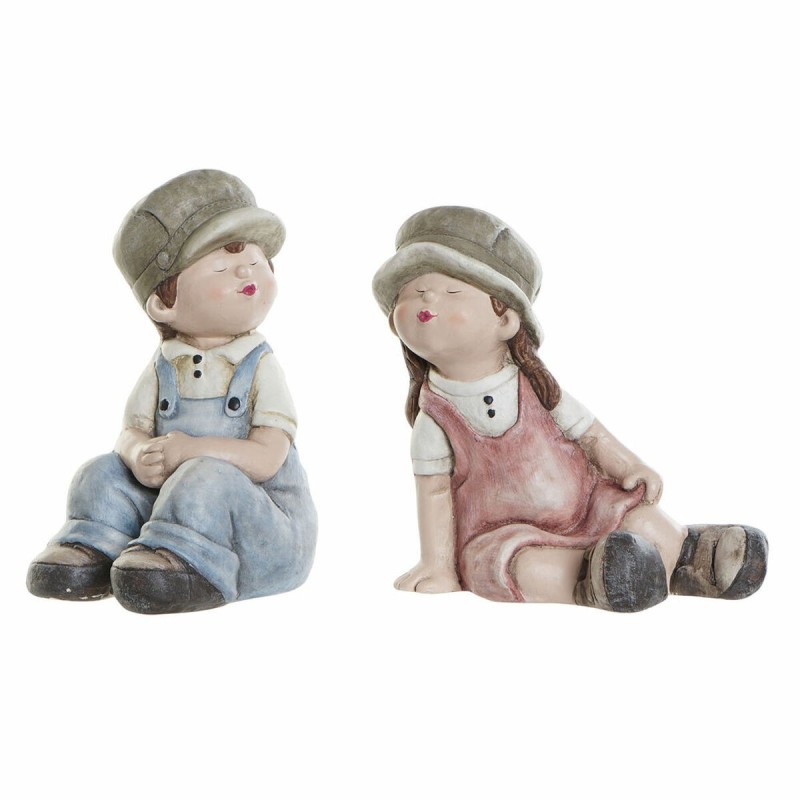 Figurine Décorative DKD Home Decor Fibre de Verre Bleu Rose Enfant (21 x 26 x 39 cm) (24 x 35 x 36 cm) (2 pcs) - Acheter à 64,21