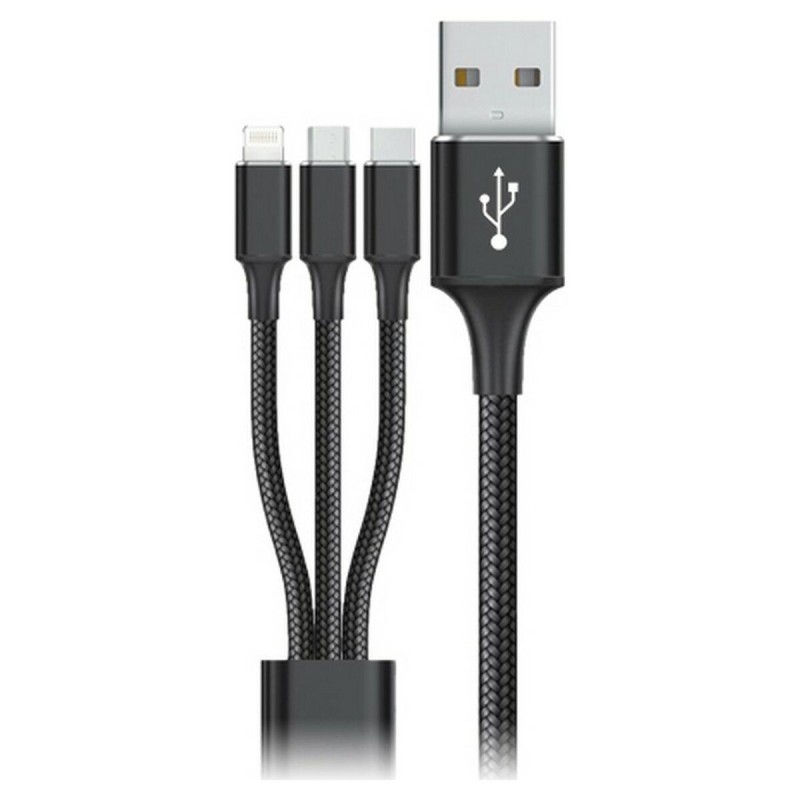 Câble USB vers Micro USB, USB-C et Lightning Goms Noir 1, 2 m - Acheter à 5,05 € seulement chez Collector's Boutique