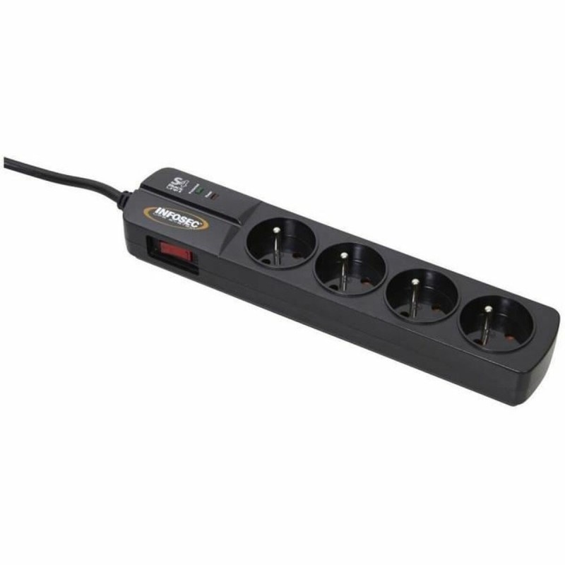 Rallonge 4 prises Schuko avec interrupteur INFOSEC S4 Black Line II Noir - Acheter à 32,92 € seulement chez Collector's Boutique