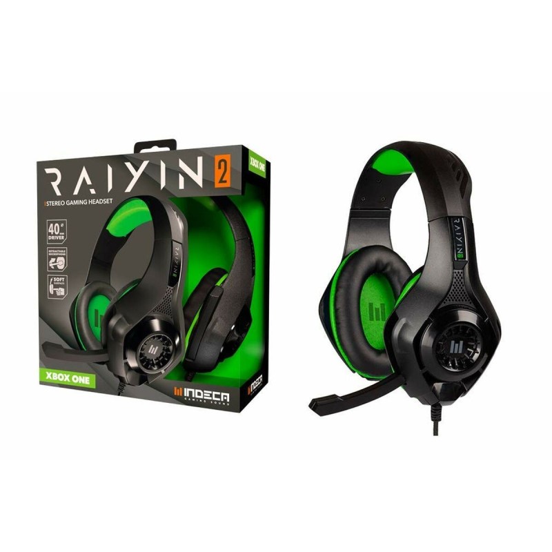 Casques avec Micro Gaming Indeca Raiyin 2 Noir/Vert - Acheter à 19,57 € seulement chez Collector's Boutique