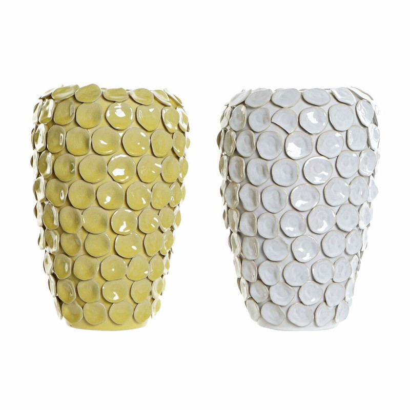 Vase DKD Home Decor Ocre Grès Moderne (23 x 23 x 34.5 cm) (2 pcs) - Acheter à 90,66 € seulement chez Collector's Boutique