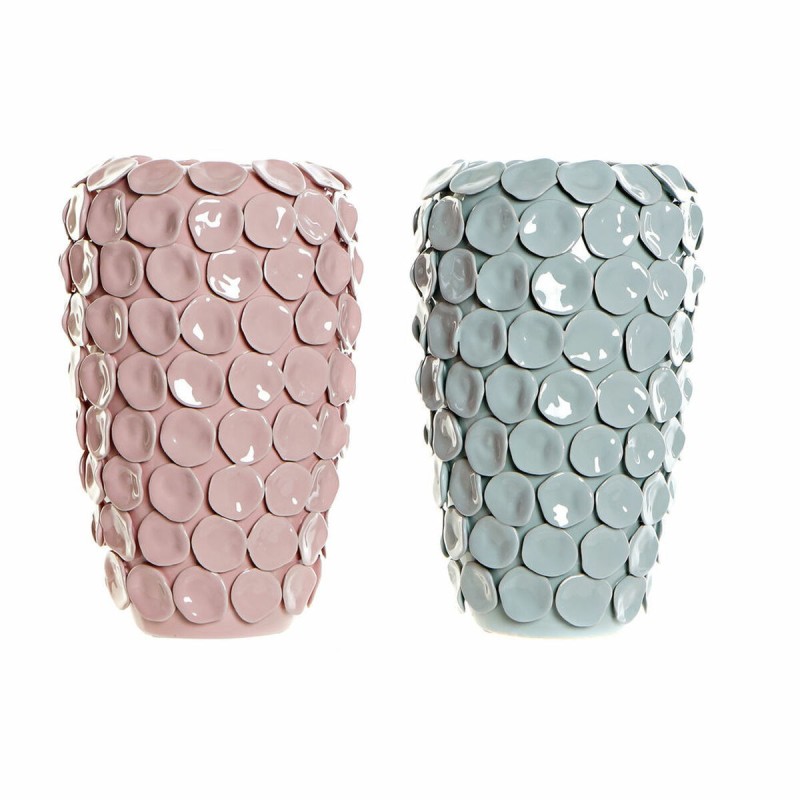 Vase DKD Home Decor Rose Turquoise Grès Moderne (20 x 20 x 30.5 cm) (2 pcs) - Acheter à 77,56 € seulement chez Collector's Bouti