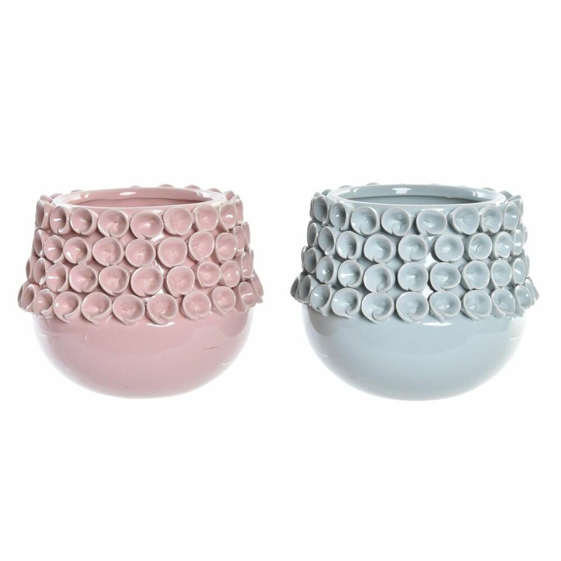 Vase DKD Home Decor Rose Turquoise Grès méditerranéen (17 x 17 x 13.5 cm) (2 pcs) - Acheter à 29,93 € seulement chez Collector's