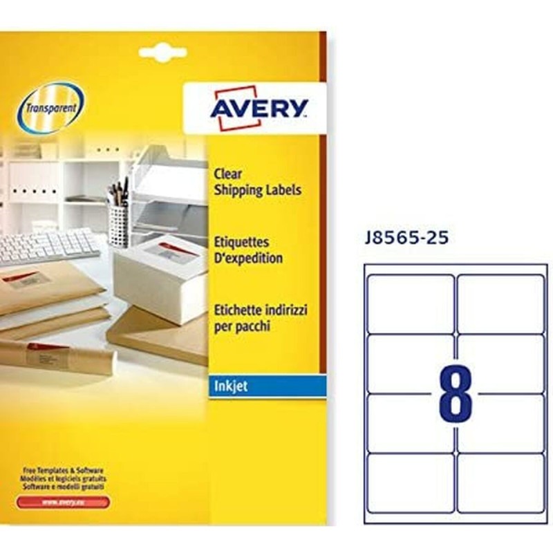 Adhésifs/étiquettes Avery Quickpeel 99,1 x 67,7 mm Transparent 25 Volets - Acheter à 30,41 € seulement chez Collector's Boutique