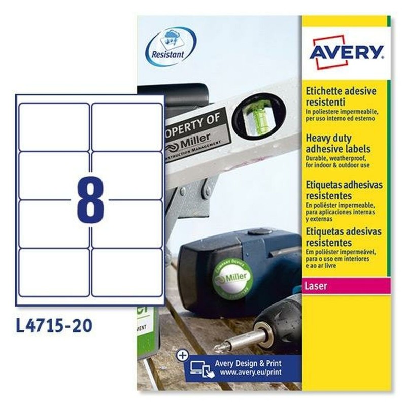 Adhésifs/étiquettes Avery 20 Volets 99,1 x 67,7 mm Blanc - Acheter à 32,71 € seulement chez Collector's Boutique