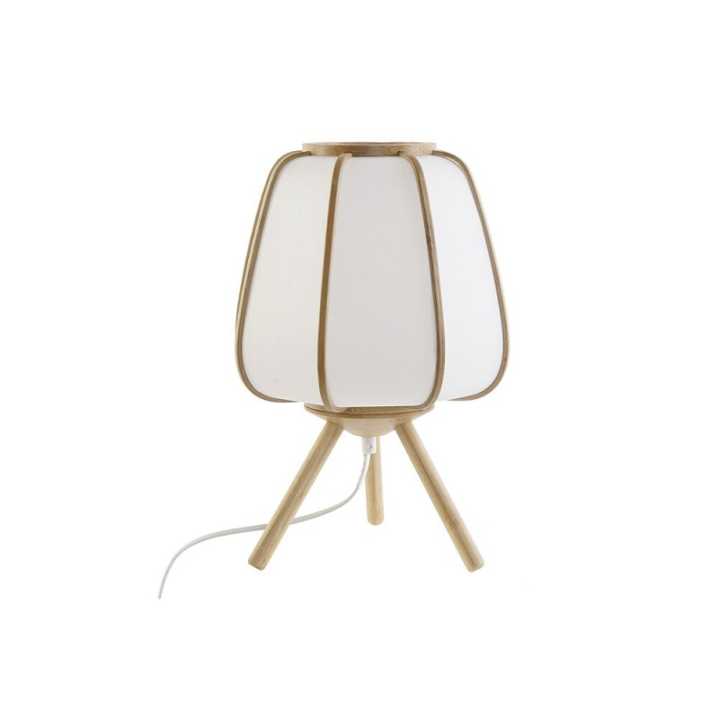 Lampe de bureau DKD Home Decor Polyester Blanc Bambou 220 V 50 W (23 x 23 x 35 cm) - Acheter à 39,44 € seulement chez Collector'