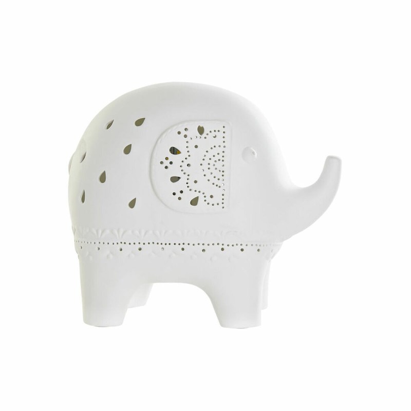 Lampe de bureau DKD Home Decor Eléphant Porcelaine Blanc LED 220 V 25W (22 x 12 x 19 cm) - Acheter à 27,29 € seulement chez Coll