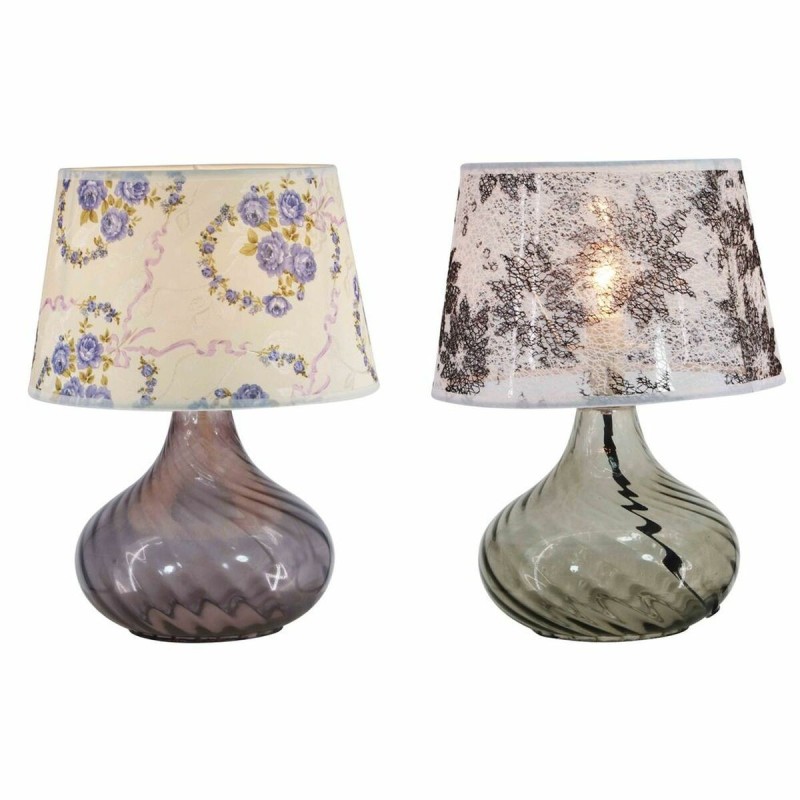 Lampe de bureau DKD Home Decor Verre Polyester Fleurs (25 x 25 x 32 cm) (2 pcs) - Acheter à 73,88 € seulement chez Collector's B