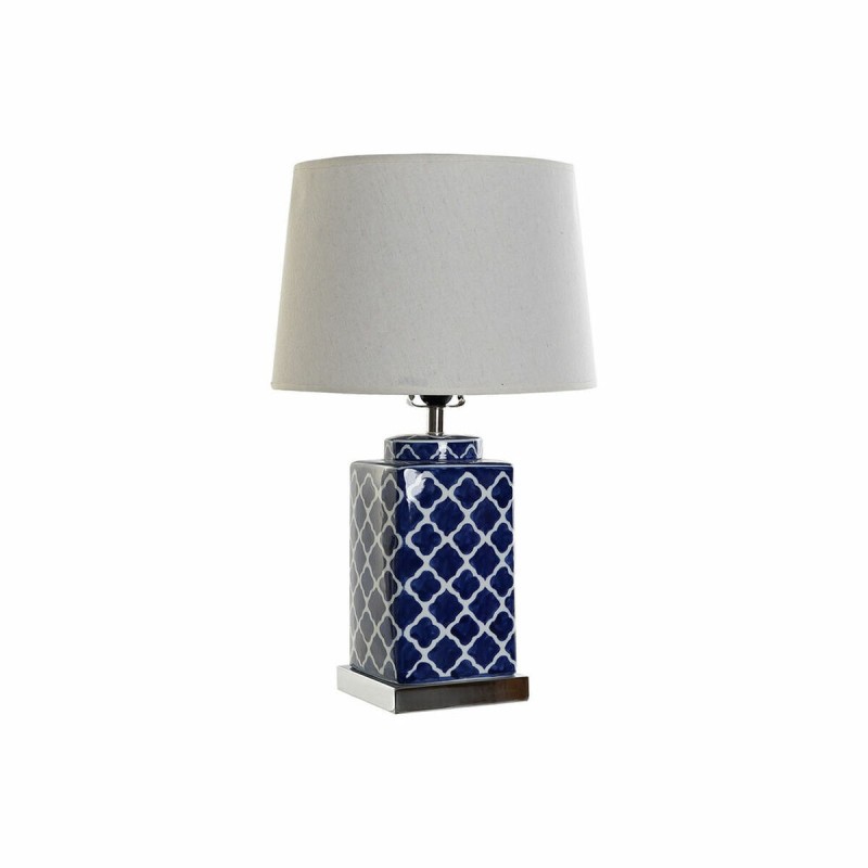 Lampe de bureau DKD Home Decor Mosaïque Porcelaine Bleu Polyester Blanc (35 x 35 x 57 cm) - Acheter à 62,35 € seulement chez Col