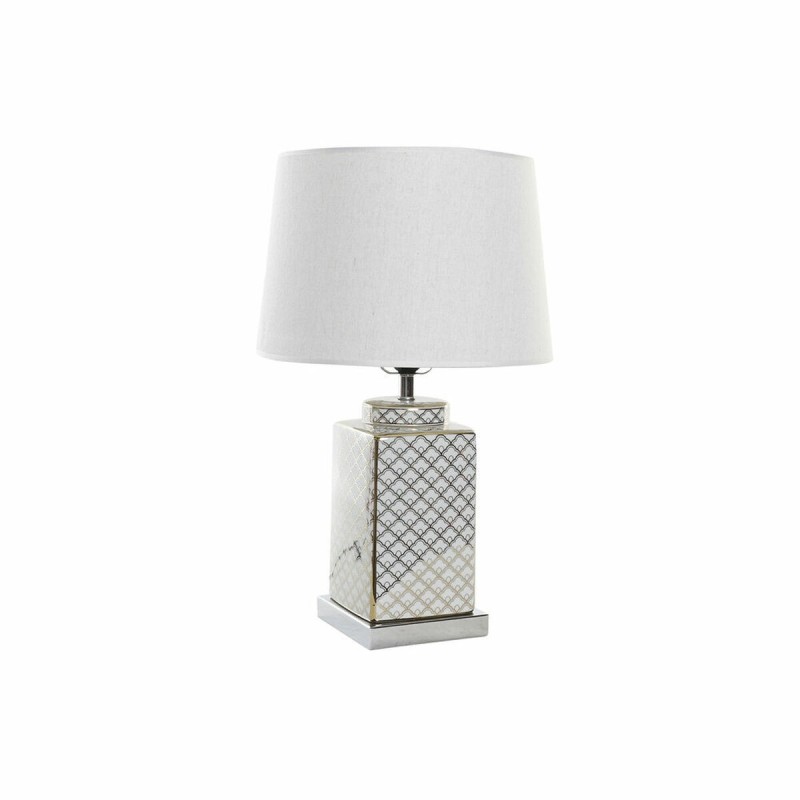 Lampe de bureau DKD Home Decor Mosaïque Porcelaine Doré Polyester Blanc 220 V 60 W (35 x 35 x 57 cm) - Acheter à 56,53 € seuleme