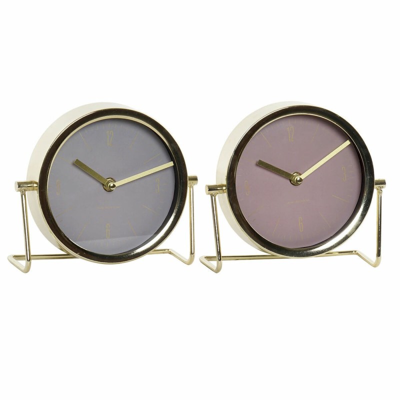 Horloge de table DKD Home Decor Doré Verre Fer (2 pcs) (18 x 6.5 x 16 cm) - Acheter à 19,39 € seulement chez Collector's Boutiqu