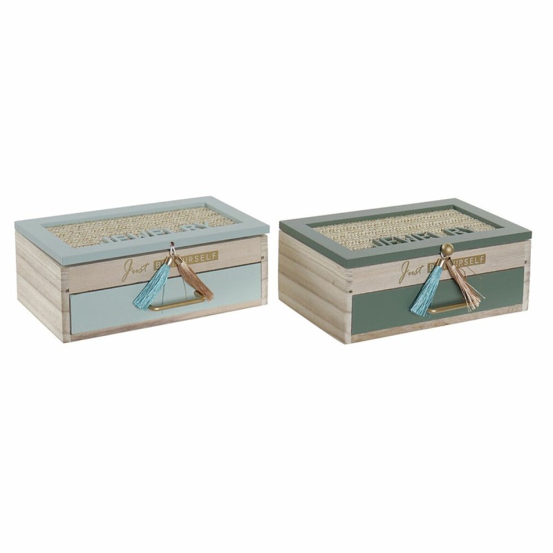 Boîte à bijoux DKD Home Decor polypropylène Tropical Bois MDF (2 pcs) (22 x 12 x 8 cm) - Acheter à 23,53 € seulement chez Collec