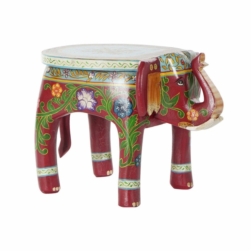 Table d'appoint DKD Home Decor Marron Multicouleur Acrylique Bois de manguier Eléphant (45 x 34 x 34 cm) - Acheter à 87,46 € seu