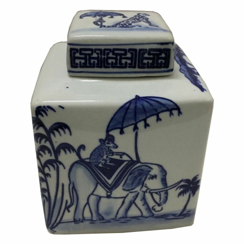 Vase DKD Home Decor Bleu Blanc Porcelaine Indien Eléphant (17 x 17 x 22 cm) - Acheter à 22,55 € seulement chez Collector's Bouti