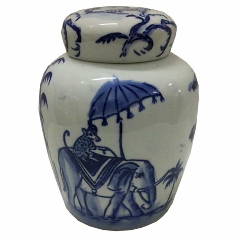 Vase DKD Home Decor Bleu Blanc Porcelaine Indien Eléphant (16 x 16 x 20 cm) - Acheter à 20,15 € seulement chez Collector's Bouti