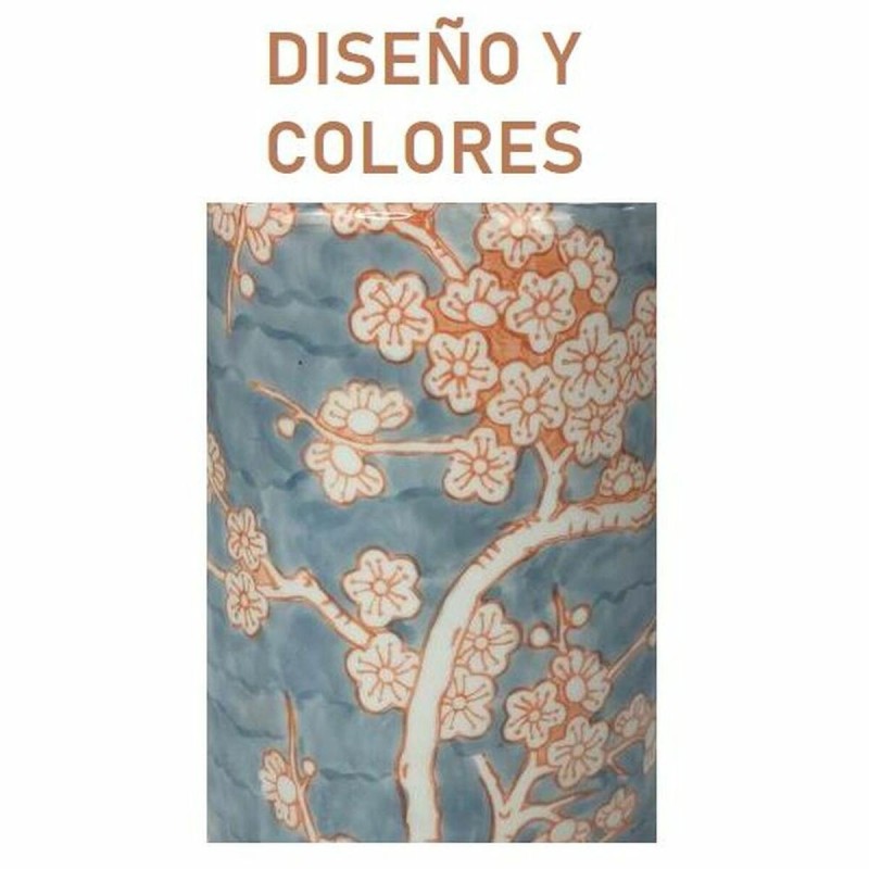 Lampe de bureau DKD Home Decor Porcelaine Bleu Orange Polyester Fleurs (35 x 35 x 57 cm) - Acheter à 56,53 € seulement chez Coll