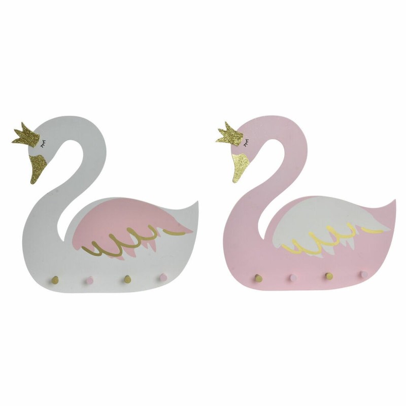 Portemanteau DKD Home Decor Bois Blanc Rose clair Cygne (40 x 4 x 38.5 cm) (2 pcs) - Acheter à 21,85 € seulement chez Collector'