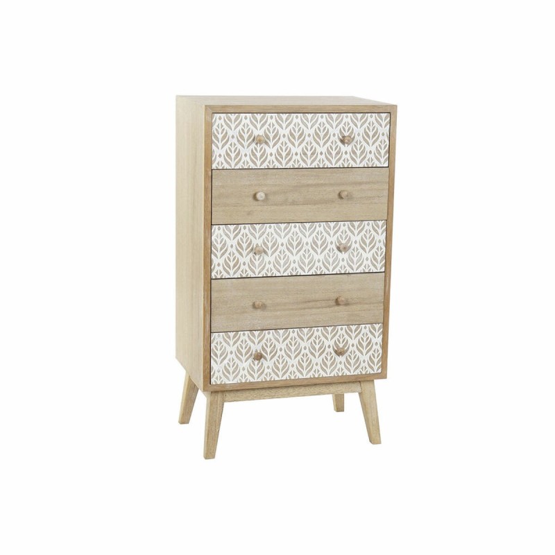 Caisson à Tiroirs DKD Home Decor Naturel Blanc Bois de paulownia Feuille d'une plante (55 x 40 x 99 cm) - Acheter à 221,62 € seu