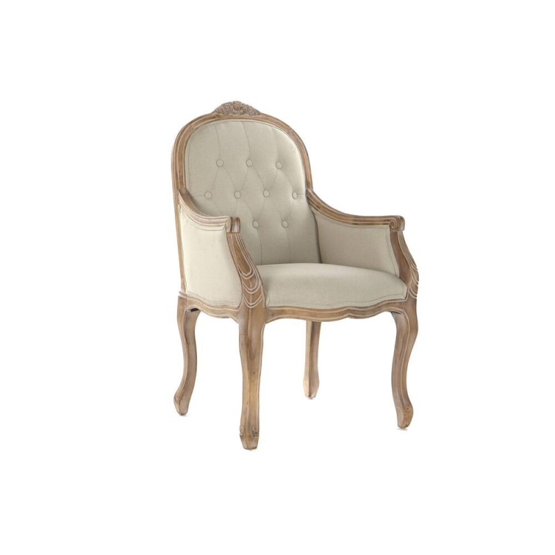 Chaise DKD Home Decor Beige Lin Bois d'hévéa (63.5 x 50 x 102 cm) - Acheter à 407,80 € seulement chez Collector's Boutique