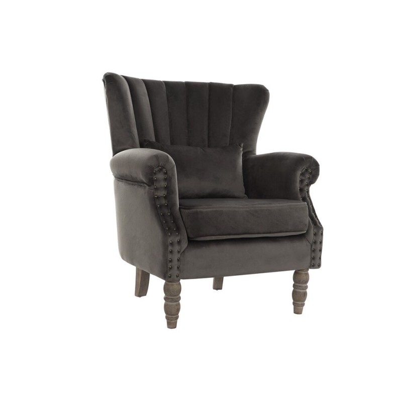 Fauteuil DKD Home Decor Velours Bois d'hévéa Gris foncé (74 x 70 x 88 cm) - Acheter à 221,33 € seulement chez Collector's Boutiq