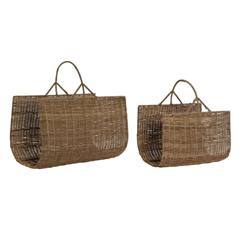 Support pour bois de chauffage DKD Home Decor Rotin Tropical (2 pcs) (36 x 49 x 51 cm) (25 x 40 x 40 cm) - Acheter à 68,69 € seu