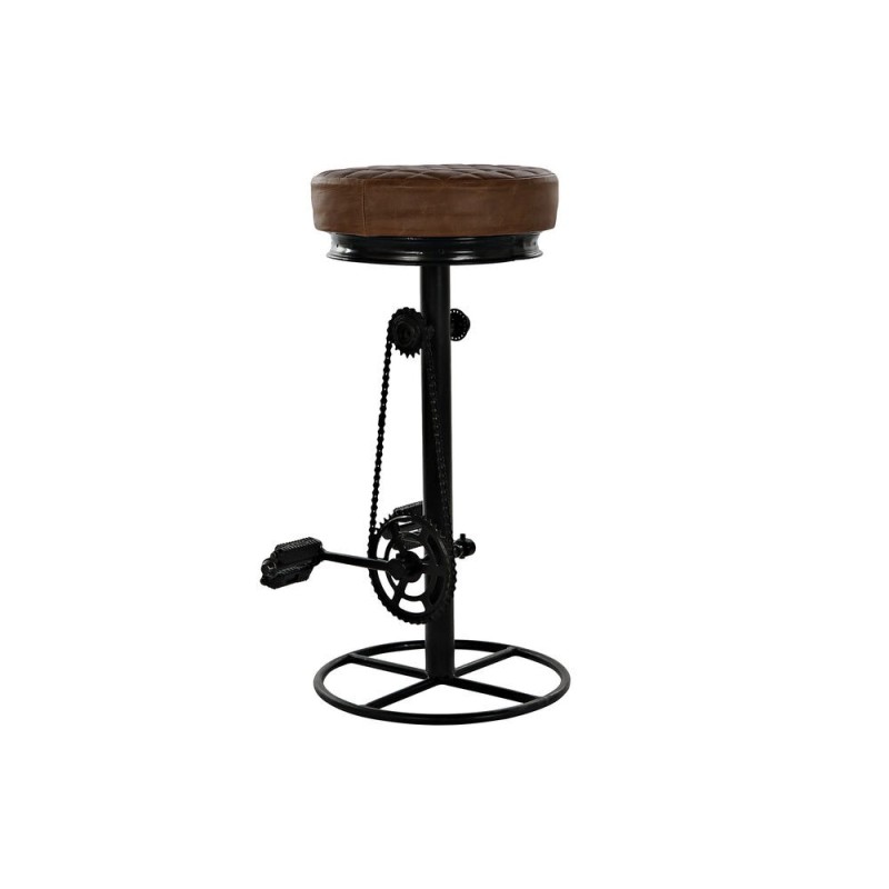 Tabouret DKD Home Decor Noir Cuir Métal Marron Clair (44 x 38 x 82 cm) - Acheter à 141,11 € seulement chez Collector's Boutique