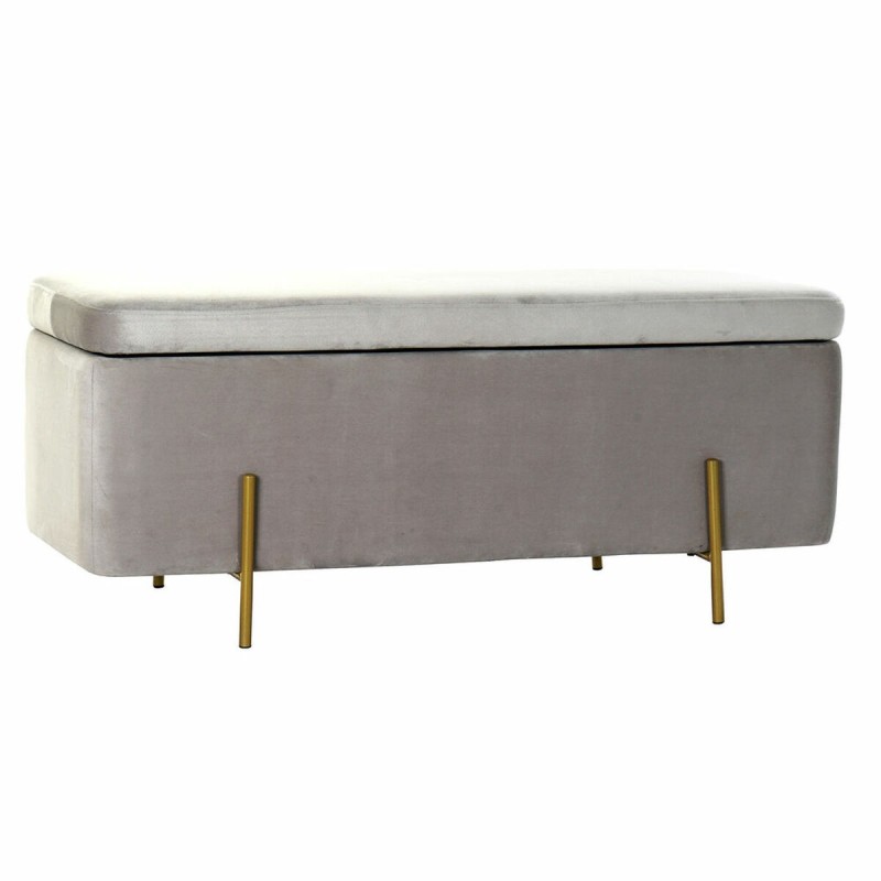 Banquette DKD Home Decor   Gris Doré Métal Polyester Velours (108 x 42 x 45 cm) - Acheter à 123,54 € seulement chez Collector's 