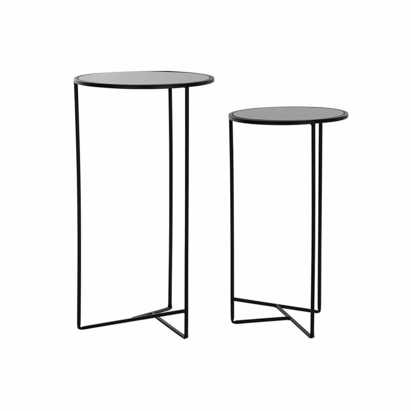 Jeu de 2 tables DKD Home Decor Verre Noir Métal (2 pcs) (38 x 38 x 70 cm) - Acheter à 53,68 € seulement chez Collector's Boutiqu