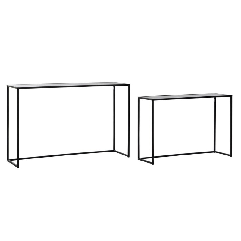 Console DKD Home Decor Verre Noir Métal (100 x 30 x 65 cm) (80 x 25 x 55 cm) (2 pcs) - Acheter à 108,19 € seulement chez Collect