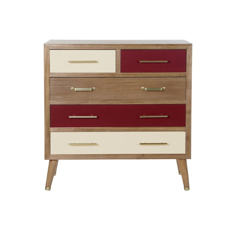 Caisson à Tiroirs DKD Home Decor   Naturel Métal Crème Bordeaux Bois de paulownia (80 x 34 x 84 cm) - Acheter à 225,26 € seuleme