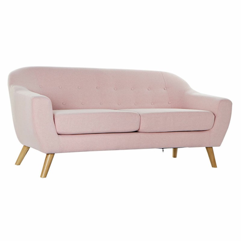 Canapé trois places DKD Home Decor Polyester Bois d'hévéa Rose clair (172 x 80 x 81 cm) - Acheter à 428,06 € seulement chez Coll