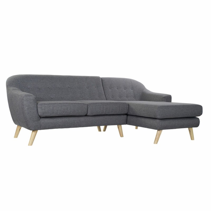 Canapé trois places DKD Home Decor Gris Polyester Bois d'hévéa (230 x 144 x 84 cm) - Acheter à 647,78 € seulement chez Collector