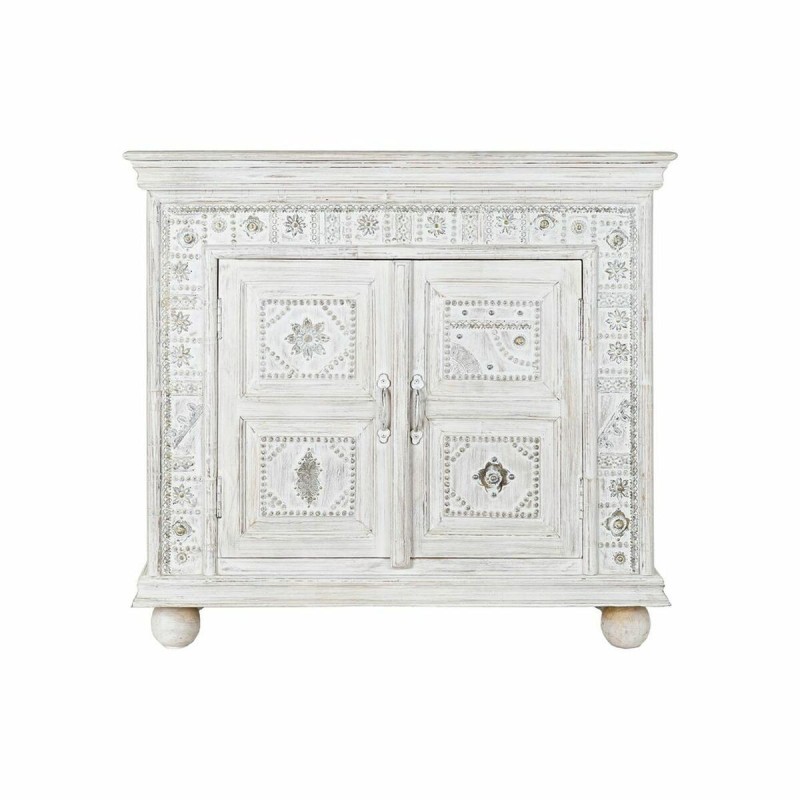 Commode DKD Home Decor Aluminium Blanc Bois de manguier (101 x 40 x 95 cm) - Acheter à 457,38 € seulement chez Collector's Bouti