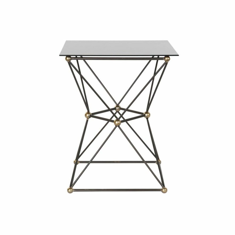 Table d'appoint DKD Home Decor Noir Métal Verre Doré (45 x 45 x 55.5 cm) - Acheter à 99,61 € seulement chez Collector's Boutique