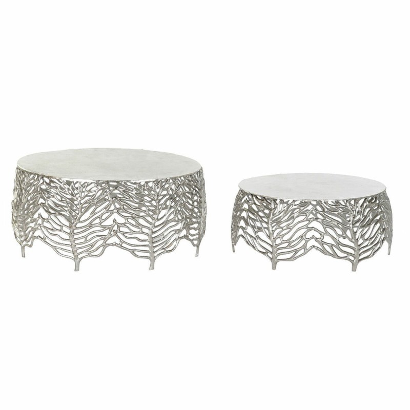 Table d'appoint DKD Home Decor Aluminium (2 pcs) (52 x 52 x 25 cm) (63.5 x 63.5 x 30.5 cm) - Acheter à 241,63 € seulement chez C