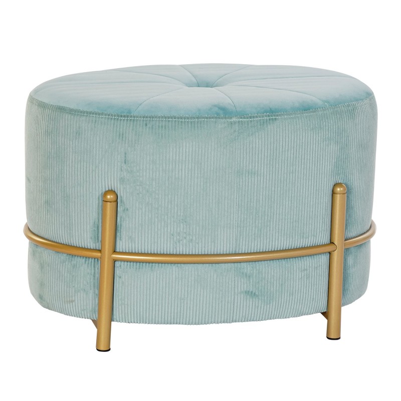 Banquette DKD Home Decor   Doré Métal Polyester Velours Bleu ciel (51 x 36 x 34 cm) - Acheter à 66,72 € seulement chez Collector