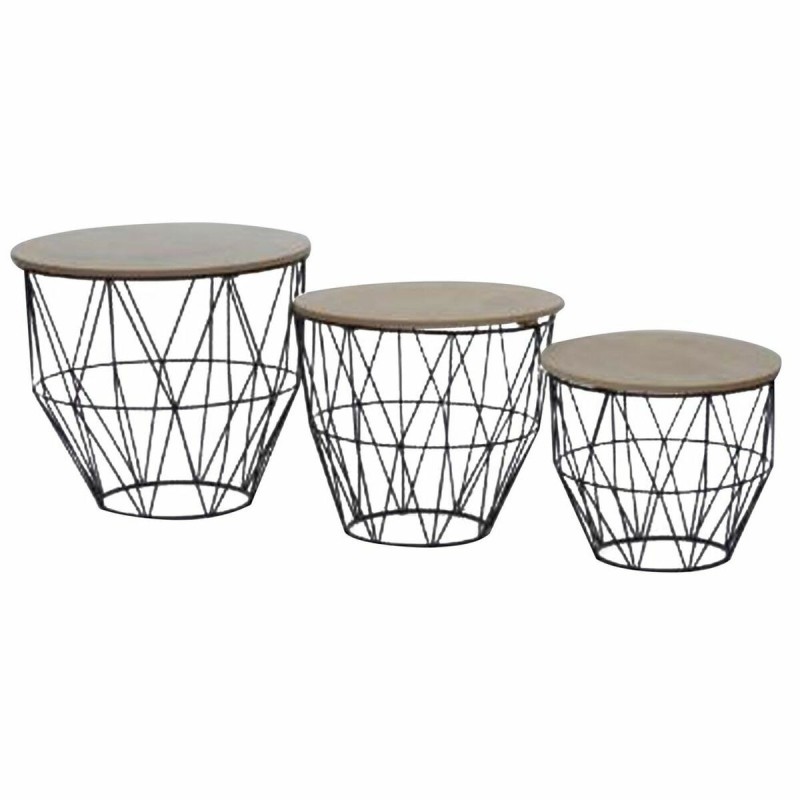 Table d'appoint DKD Home Decor Métal Bois MDF (3 pcs) (40 x 40 x 36 cm) - Acheter à 56,33 € seulement chez Collector's Boutique