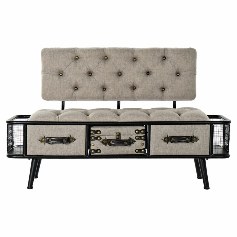 Banquette DKD Home Decor   Noir Beige Métal PU (120 x 50 x 76 cm) - Acheter à 220,14 € seulement chez Collector's Boutique