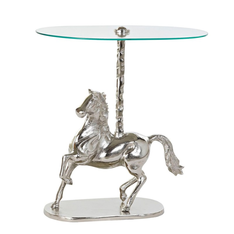 Table d'appoint DKD Home Decor Transparent Aluminium Verre Argenté Cheval (54 x 39 x 57 cm) - Acheter à 141,14 € seulement chez 