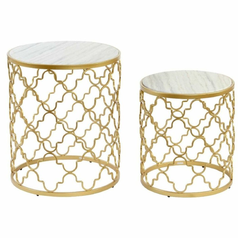 Table d'appoint DKD Home Decor Argenté Métal Blanc Marbre (48 x 48 x 57 cm) (2 pcs) (40 x 40 x 46 cm) - Acheter à 215,72 € seule