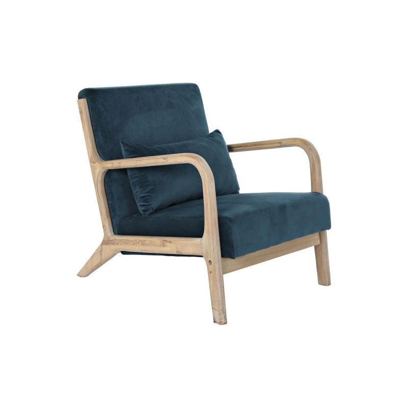 Fauteuil DKD Home Decor Bois Turquoise Polyester (66 x 79 x 75 cm) - Acheter à 285,20 € seulement chez Collector's Boutique