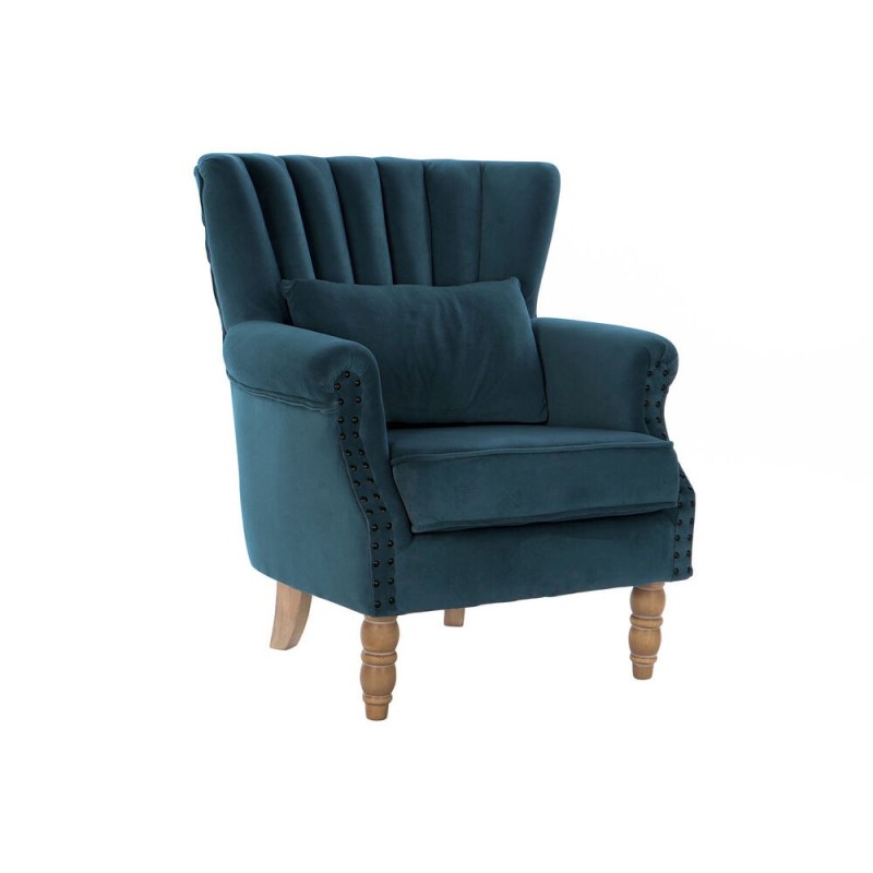 Fauteuil DKD Home Decor Turquoise Velours Bois d'hévéa (73 x 75 x 87 cm) - Acheter à 283,63 € seulement chez Collector's Boutiqu