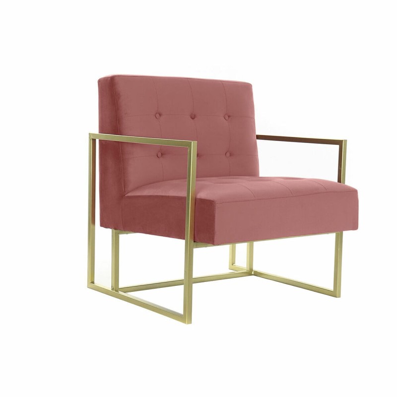 Fauteuil DKD Home Decor Rose Doré Métal Polyester (67 x 70 x 76 cm) - Acheter à 216,72 € seulement chez Collector's Boutique