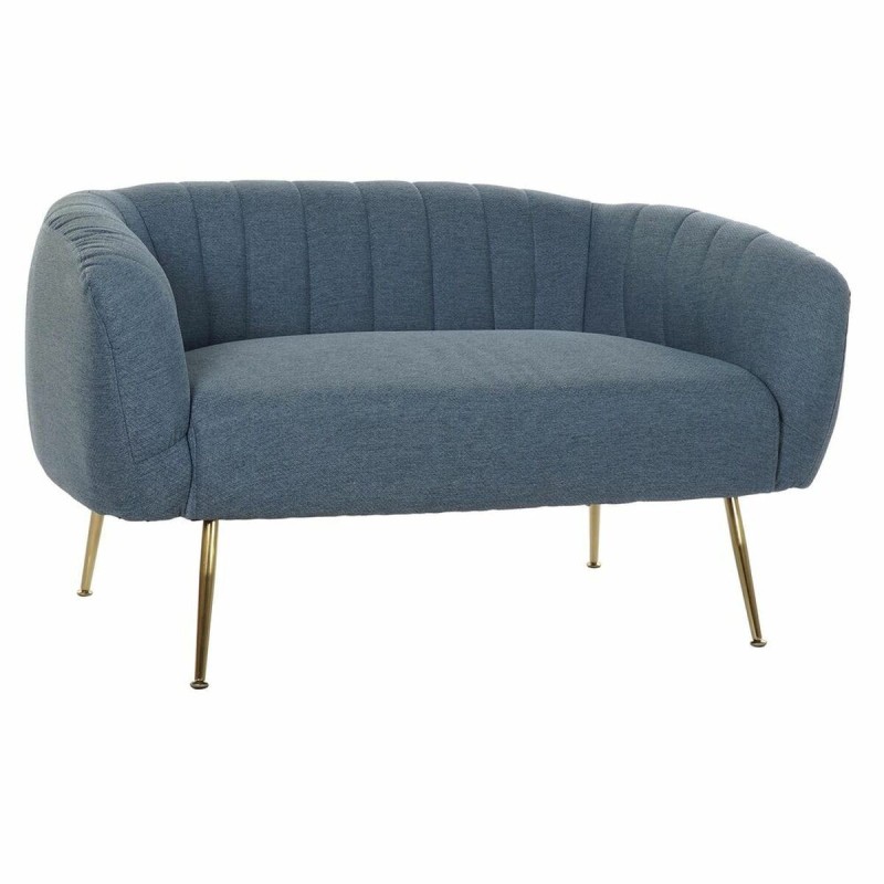 Canapé DKD Home Decor Mousse Bleu Doré Métal Bois Polyester (129 x 75 x 73 cm) - Acheter à 297,37 € seulement chez Collector's B