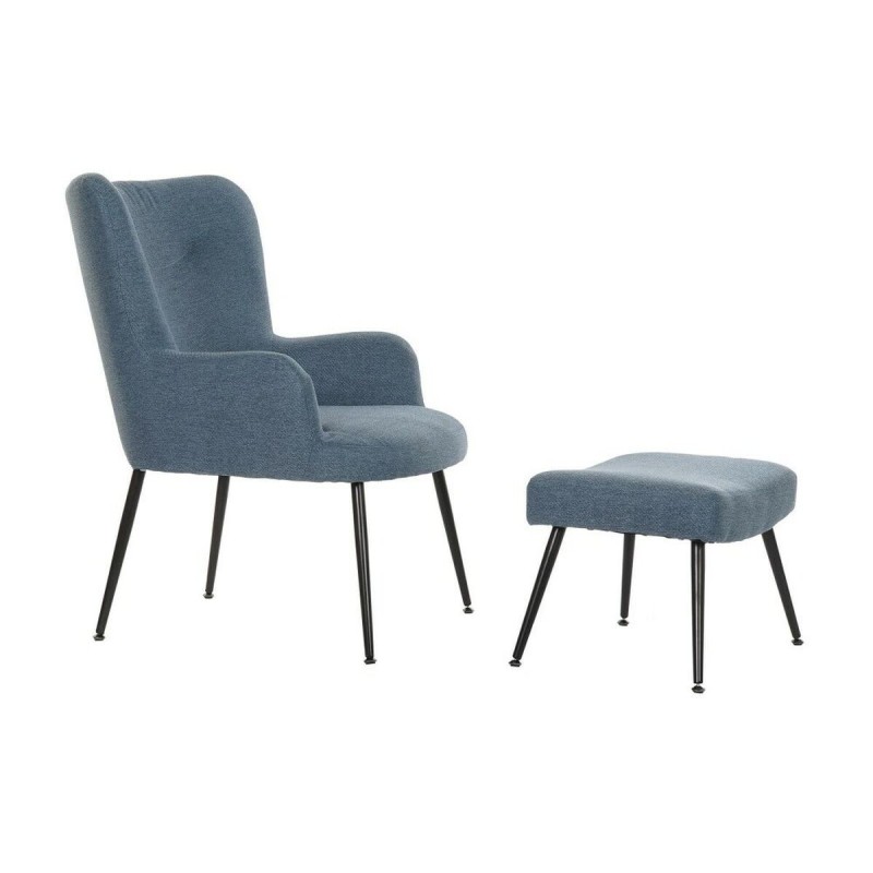 Fauteuil DKD Home Decor Noir Bleu Métal Polyester (70 x 60 x 84 cm) - Acheter à 174,73 € seulement chez Collector's Boutique